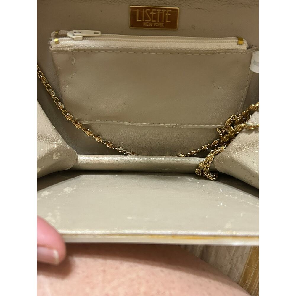 Lisette Vintage Acrylic Handbag Pearlized Shoulder Gold Chain Evening Purse - Picture 8 of 14